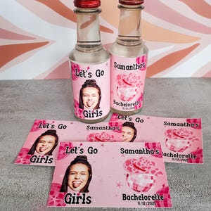 Let&#39;s Go Girls Mini Shot Labels/ Custom 50ml Bottle Labels/ Bachelorette Party Favor/ Nashville Bach/ Disco Cowgirl/ Mini Liquor Labels