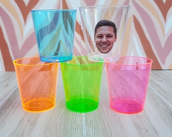 Groom Face Plastic Shot Glasses/Bachelorette Party/ Groom Face Decorations/ Groom Face Party Favors/ Bachelor Party Favors/ Face Shot Glass