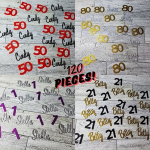 Birthday Name Glitter Confetti 120 pieces/ Birthday age Confetti/ 1st birthday Confetti/ Birthday Decorations/Birthday Party Confetti