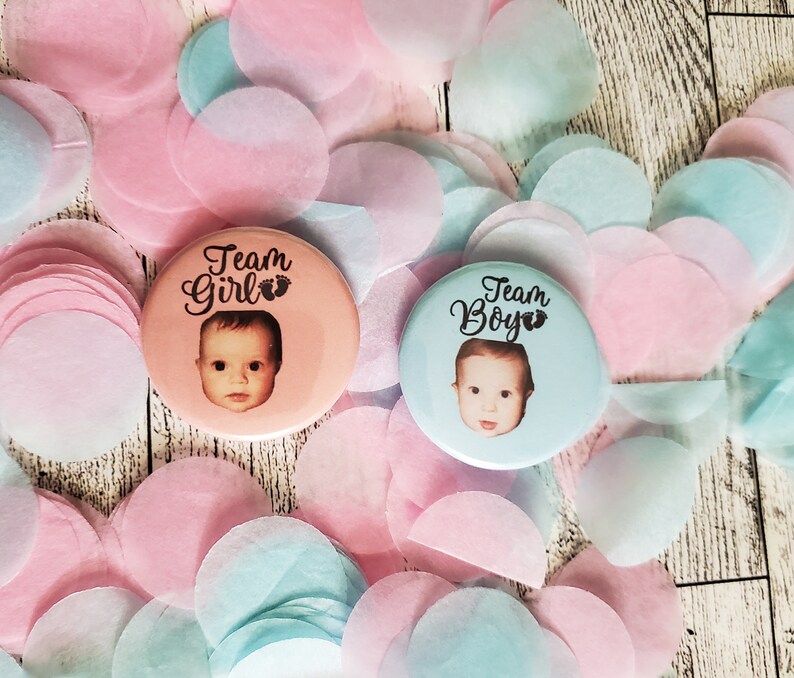 Custom Photo Gender Reveal Buttons: Team Boy, Team Girl - Etsy