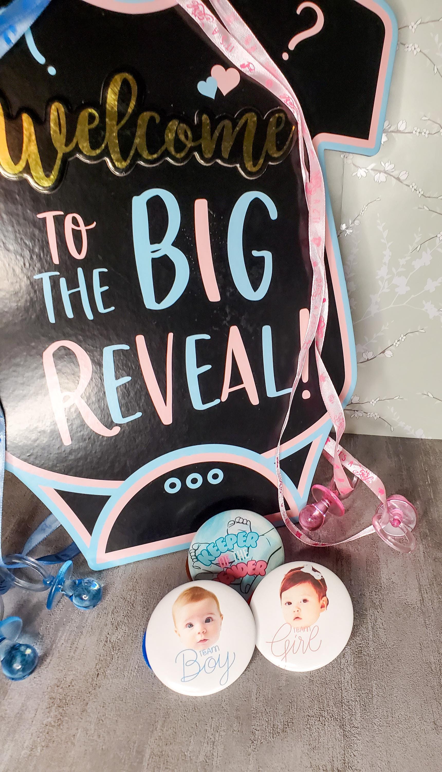 Custom Photo Gender Reveal Buttons: Team Boy, Team Girl Pins - Etsy