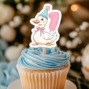 One Silly Goose Cupcake Toppers/ One Lucky Duck First Birthday Party/ Silly Goose Decor/  1st Birthday Decor/ One Silly Goose Party Decor