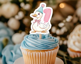 Silly Goose 1st Birthday Cupcake Toppers