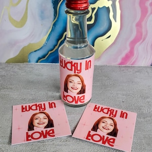 Lucky In Love Bachelorette Mini Shot Labels/ Custom 50ml Bottle Labels/ Bachelorette Party Favor/ Vegas Bachelorette/ Mini Liquor Labels