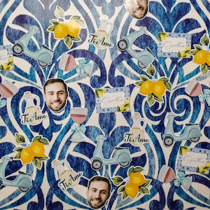 Amalfi Coast Bridal Shower Confetti 100 pieces/ Italian Theme Bridal Shower/ Lemon Theme/ Amalfi Coast Italian/ Blue Tile Lemon/ Groom Face