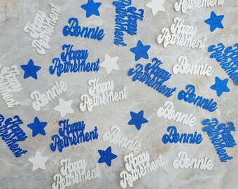 Personalized Retirement Confetti, Glitter Party Decorations, Retired