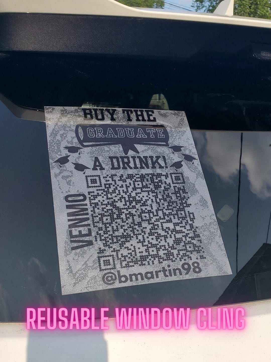 Personalized Graduate QR Code Window Cling: Venmo, Cashapp, Paypal - Etsy