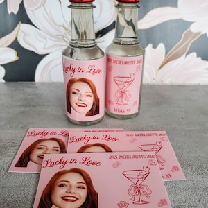 Lucky In Love Bachelorette Mini Shot Labels/ Custom 50ml Bottle Labels/ Bachelorette Party Favor/ Vegas Bachelorette/ Mini Liquor Labels