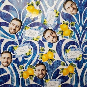 Blue Tile Lemon Confetti 100 pieces/ Italian Theme Bridal Shower/ Lemon Theme/ Italy Decor/ Amalfi Coast Italian/ Amalfi Coast Bridal Shower