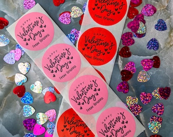 Personalized Happy Valentine's day stickers/ Kids Valentines for School/ Classroom labels