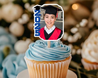 Custom Face Graduation Cupcake Toppers, Class of 2026