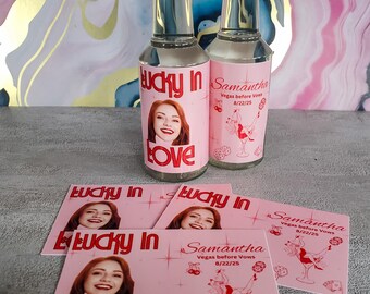 Custom Mini Liquor Bottle Labels: Lucky In Love Bachelorette Party Favors