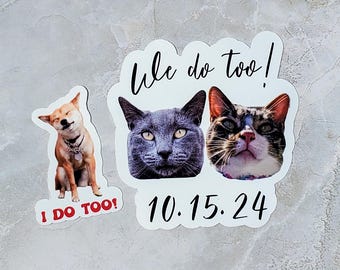 Custom Pet Photo Wedding Stickers, Dog & Cat Favors