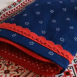 Make Up pouch or coin purse - Traditional Hungarian blueprint material
