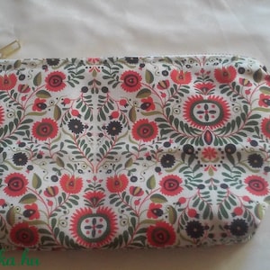 Hungarian folkart -pouch, cosmetic bag- washable at 30 degrees - Békési embroidery print