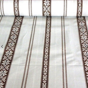 Traditional Hungarian  ethnic embroidery print fabric - by the meter - brown white- home decoration-bridal shower-