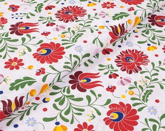 Extra wide 55", 140 cm -Traditional Hungarian  ethnic  floral embroidery print
