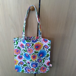 Ethnic flower print -folk art tote bag- Wychinanki