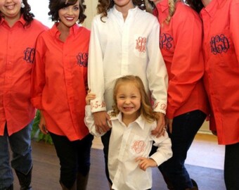 Monogrammed Flower Girl Button Down Shirt,Embroidered Bridal Party Shirt,Getting Ready Flower Girl Shirt,Monogrammed Junior Bridesmaid Shirt