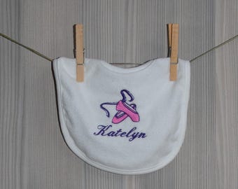 Monogrammed Baby Bib, Personalized Shower Gift, First Birthday Bib, Smash Cake Bib, Monogrammed, Embroidered, Ballerina Bib, Sports Bib