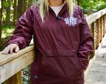 Monogrammed Half-Zip Rain Jacket – Wind & Water-Resistant Nylon Packable Pullover