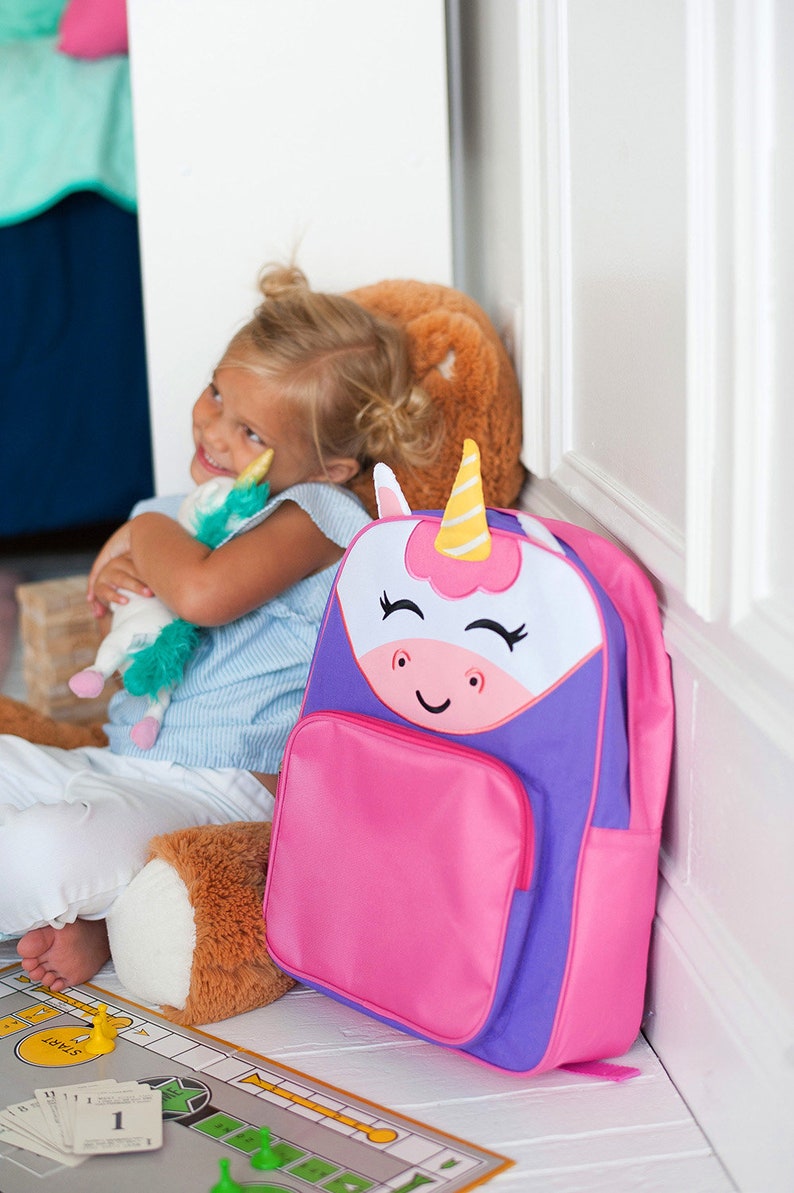 Embroidered Pink Toddler Unicorn Backpack Monogrammed Girls Preschool Unicorn Backpack,Monogrammed Pre K Pink Purple Backpack and Lunch Bag