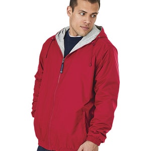 Mens Red Monogrammed Personalized Full Zip Performer Rain Jacket by Charles River Apparel