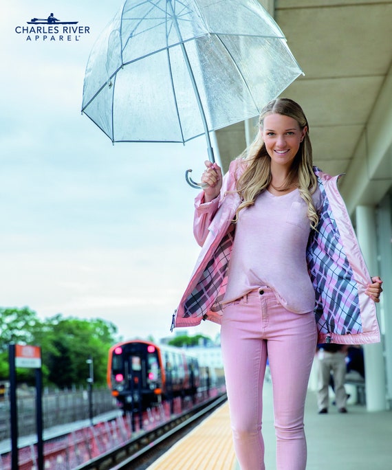Rose Gold Womens New Englander Rain Jacket Monogrammed