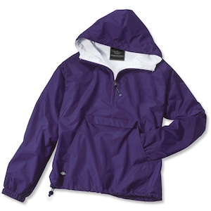 Purple Monogrammed Personalized Half Zip Rain Jacket Pullover by Charles River Apparel
