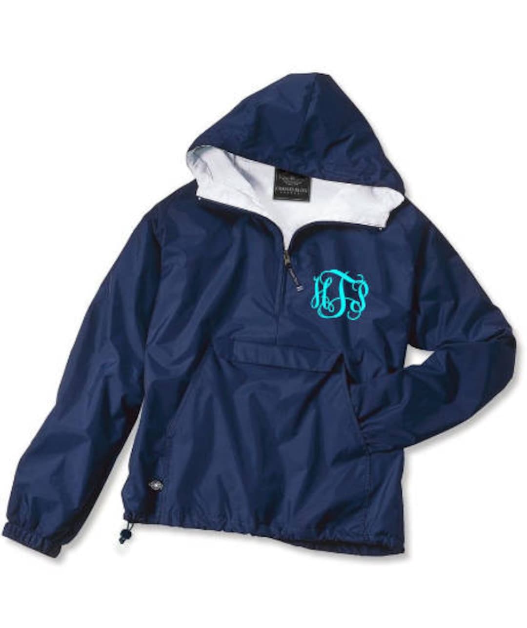Navy Monogrammed Personalized Half Zip Rain Jacket Pullover by