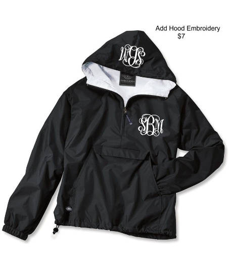 Youth Black Monogrammed Personalized Half Zip Rain Jacket Pullover by Charles River Apparel Etsy Canada