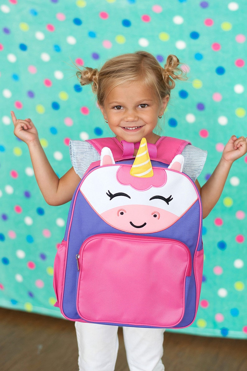 Embroidered Pink Toddler Unicorn Backpack Monogrammed Girls Preschool Unicorn Backpack,Monogrammed Pre K Pink Purple Backpack and Lunch Bag
