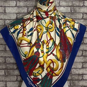 Free  Shipping Authentic Rochas silk scarf (34”x33”)R6384