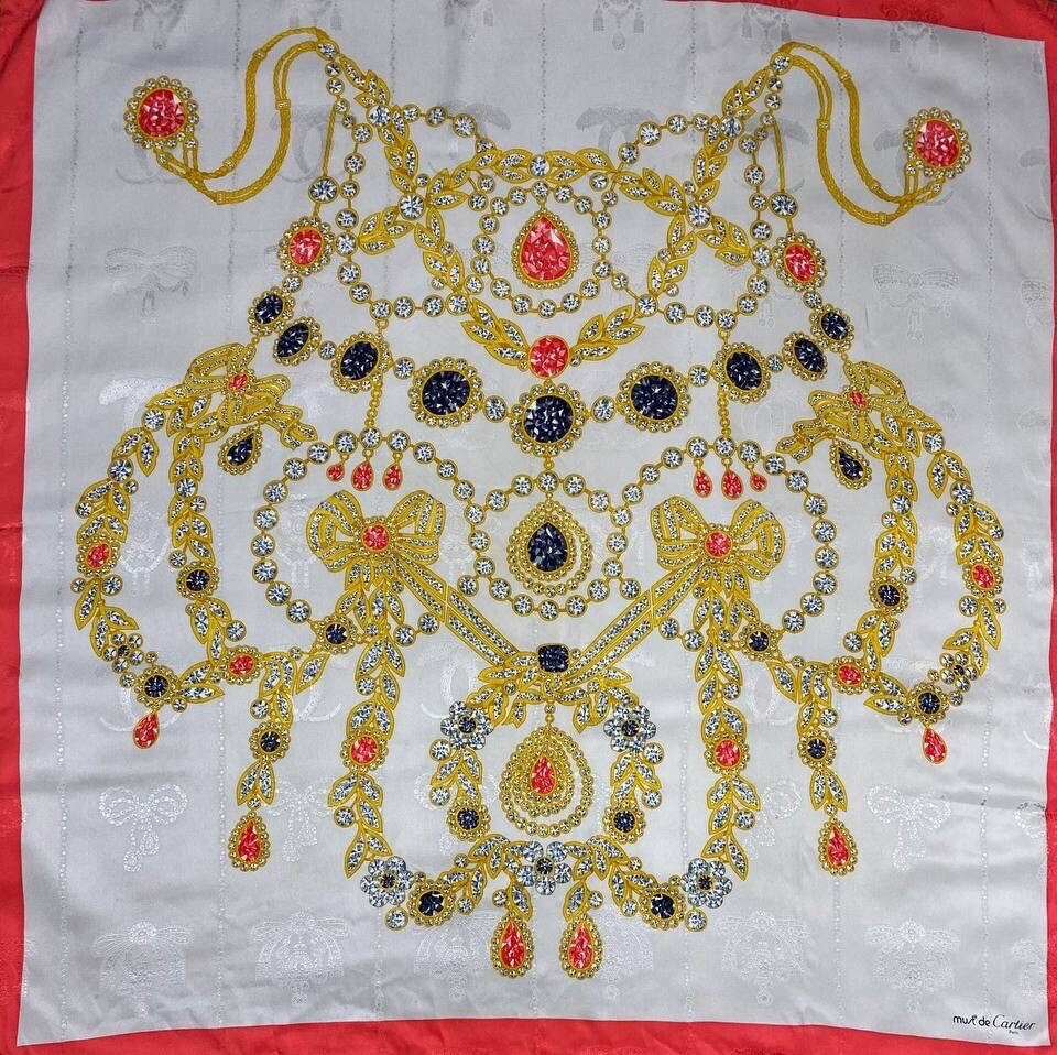 Free Shipping Authentic Cartier Silk Scarf (33”x34”) C8446