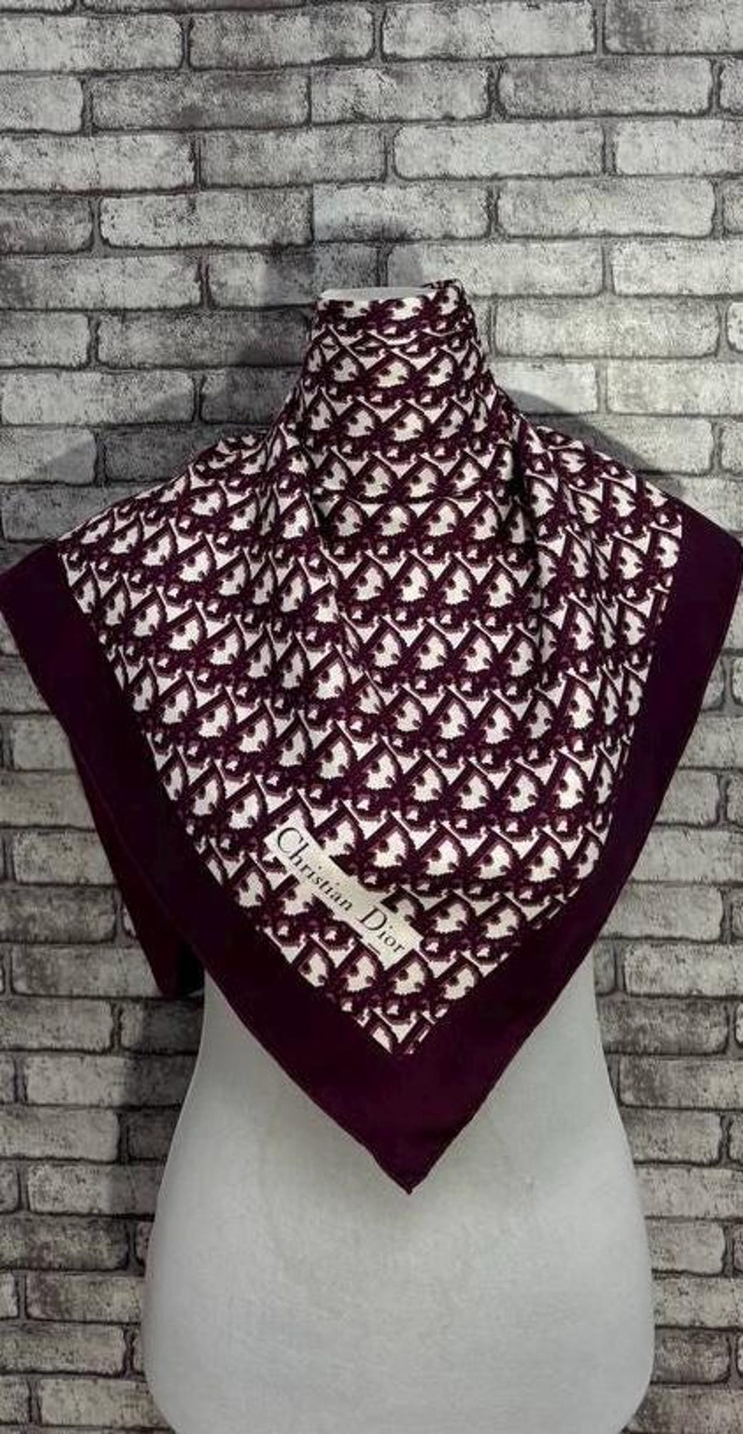 Free Shipping Authentic Christian Dior Monogram Silk Scarf 30.5x31 ...