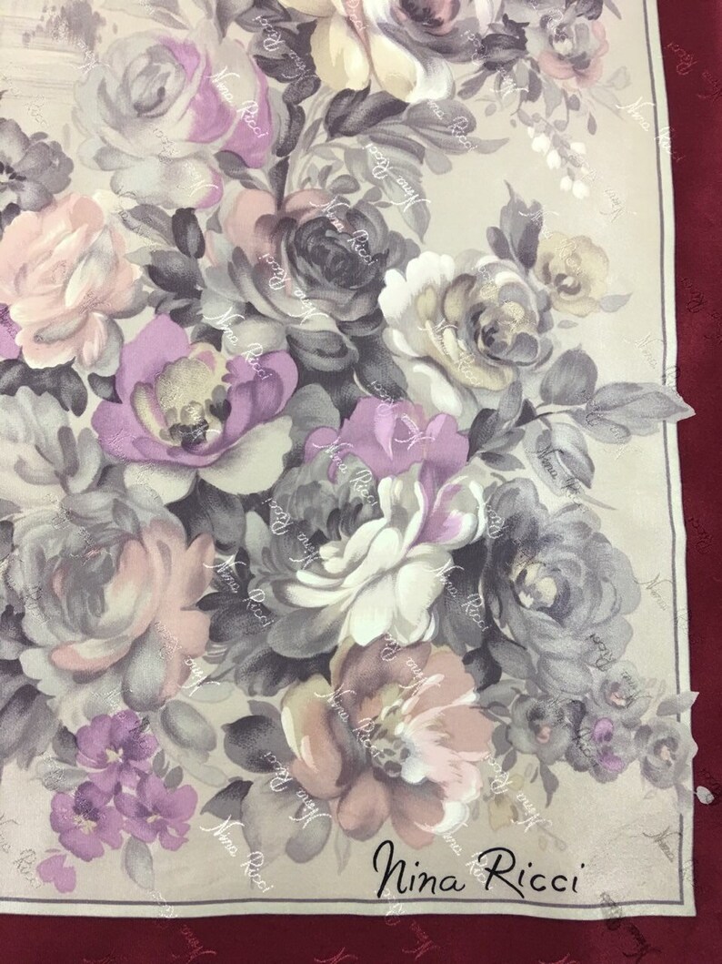 Free post Authentic Nina Ricci silk scarf 31x31 N3183