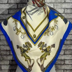 Free shipping Authentic Hermes “Harnais Francais”  silk scarf (34”x35”) H10433