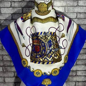 Free shipping Authentic Hermes “Les Tambours” silk scarf (34”x35”) H10464