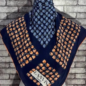Free shipping Authentic Lanvin  silk scarf (30”x31”) C10966