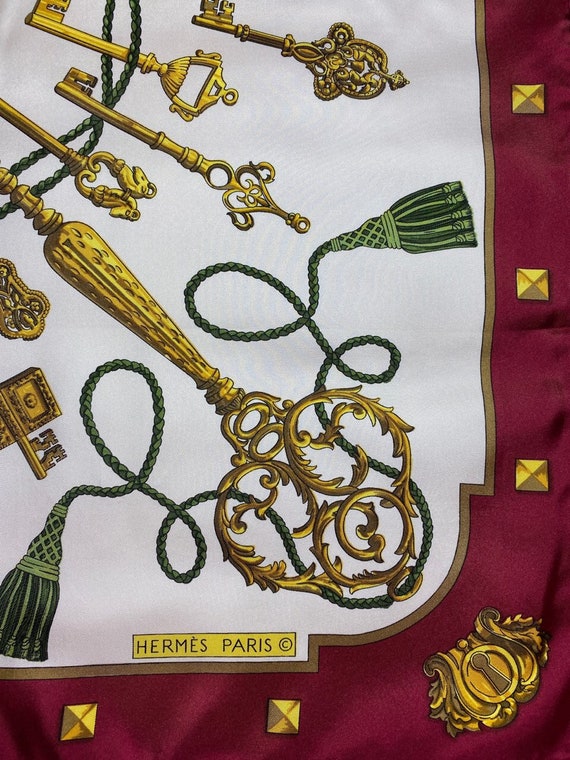 Free  shipping Authentic Hermes “Keys” silk scarf… - image 3