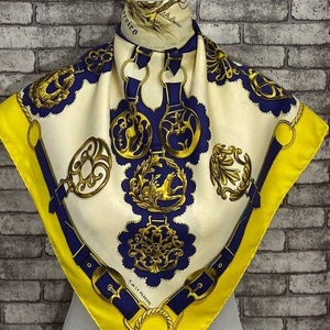 Free shipping Authentic Hermes Guivreries” silk scarf (35"x34")H7588