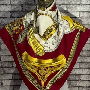 Free shipping Authentic Hermes “Etriers” silk scarf (34”x35”) H10076
