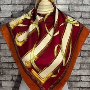 Free shipping Authentic Trussardi  silk scarf (33”x34”) C8932