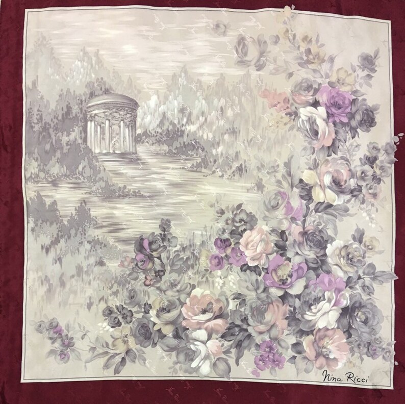 Free post Authentic Nina Ricci silk scarf 31x31 N3183