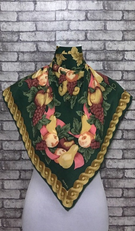 Free post Authentic Adolfo   silk scarf (33"x34")A