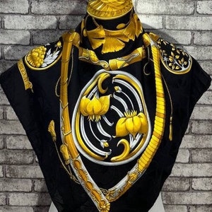 Free DHL EXPRESS Authentic Hermes “Daimyo”silk scarf (34”x35”) H8957