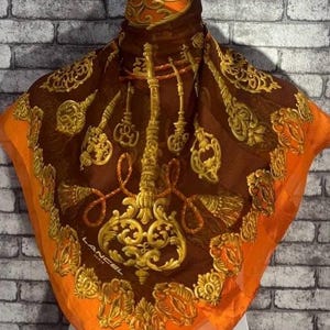Free shipping Authentic Lancel  silk scarf (33”x34”) C11041