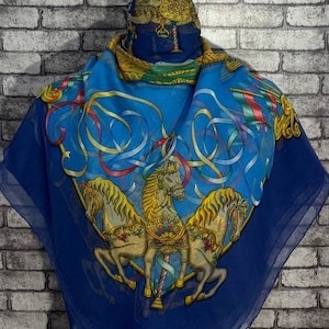 Free shipping Authentic Hermes “Luna Park” silk scarf (50”x56”) A