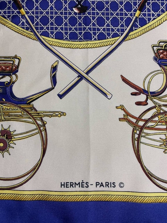 Free shipping Authentic Hermes silk scarf (34”x35… - image 5