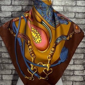 Gratis DHL EXPRESS Authentieke Hermes “Festival” zijden sjaal (34”x35”) H9045